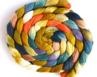 Resilience, Merino/ Silk Roving - Handpainted Spinning or Felting Fiber
