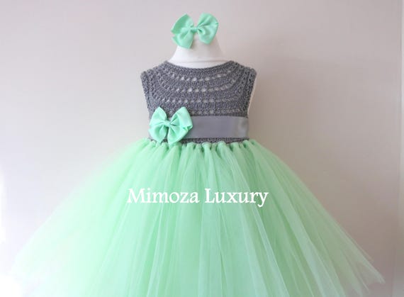 SALE size 12-18m, Ready to ship, Birthday dress tutu dress, bridesmaid dress, green princess dress, crochet top tulle dress