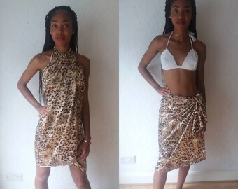 Leopard print Beach Sarong wrap size extra small-small and large16-18