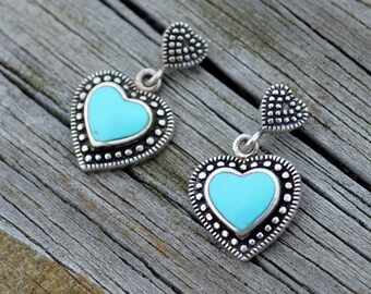 Vintage Sterling Silver CA Heart Pierced Dangle Earrings