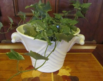 white pottery planter two handles most unusual vintage pottery planter