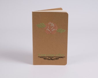 Moleskine kraft hand embroidered with a rose