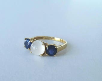 14k moonstone and sapphire ring