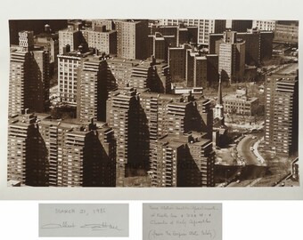 New York City buildings panorama vintage art photo