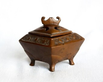 Vintage JB 1882 incense burner...Jennings Brothers censer...Jennings Brothers incense burner...bronze tone censer.