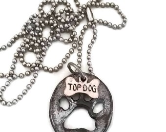 Paw Print Necklace / Top Dog Charm / Pet Lovers Gifts /Silver Pet Charm