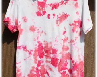 Hand Dyed Baby Pink Watercolor Womens Tie Dye T-Shirt