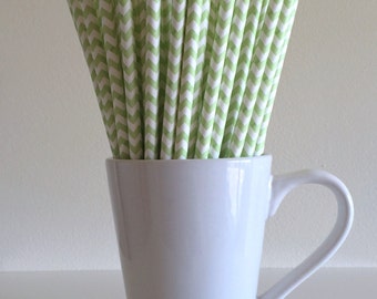 Light Green Chevron Paper Straws Party Supplies Party Decor Bar Cart Cake Pop Sticks Mason Jar Straws Party Graduation