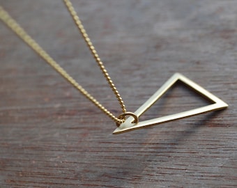 Triangle . Geometric, minimalistic brass necklace