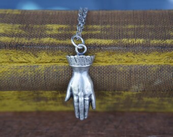 Victorian Style Ladies Cuffed Hand Necklace Solid Silver Chain Necklace Design #1