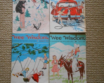 Wee Wisdom children's magazine lot of 4, summer fun 1950's 1960's