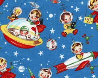Rocket Rascals in Space - Michael Miller Retro Rocket Rascals - 100% cotton - FBHY - Juvenile