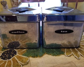 Canette Tin Coffe & Tea Cannisters 1950s-60s
