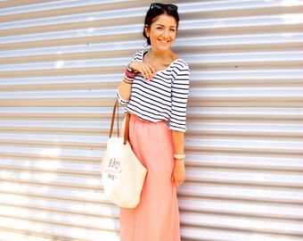 Coral Pleated skirt, Vintage Summer Pleated Maxi Skirt, Bohemian skirt, Chiffon maxi skirt, Beach sea skirt, Bridesmaid dress