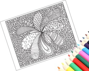Coloring Page, Zentangle Inspired, Printable Zendoodle Pattern PDF - Page 8
