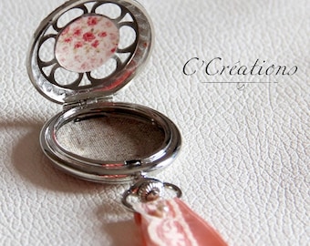 Ring Pillow, vintage floral cotton and silver powder pink colors