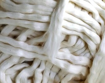 Cotton Roving, Organic Upland - 8 ounces US Grown Texas Cotton