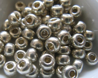 Toho size 6/0 round Permanent Finish Galvanized Silver Seed Beads (color P470/TP558) approx. 28 Grams