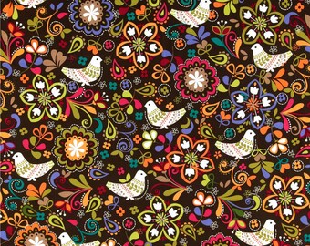 Birds of Norway Espresso - One Yard - Michael Miller Fabric