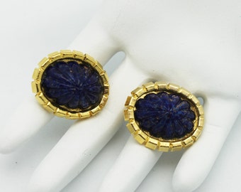 Wm deLillo Earrings Faux Malachite Signed