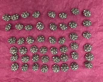 12 Czech Rhinestone Buttons. Made in Czech Republic. Craft Supplies, Vintage Buttons, Crystal Buttons, Glass Buttons