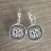 Monogram Earrings, Gray Earrings, Stud Earrings, Monogram Jewelry, Sorority Gift, (White On Dark Gray - Stud Earrings)