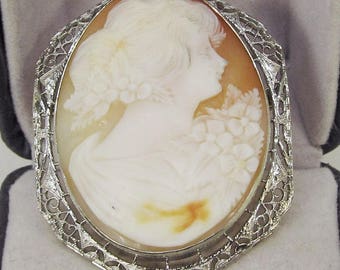 Filigree 14Kt Gold Cameo Broach/Pendant