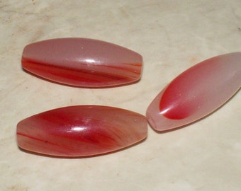 Orange/Red Agate Gemstone Tubes/Ovals