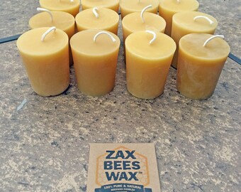 100% Pure & Natural Beeswax Votive Candles | 12 Pack