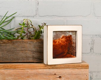 4x4 Square Photo Picture Frame in Deep Flat Style with Vintage White Finish - IN STOCK - Same Day Shipping - 4 x 4 Frame Rustic White