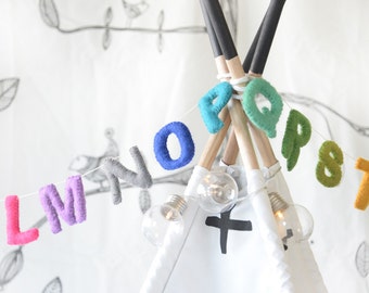 Rainbow ABC Garland. Alphabet Garland. Nursery Wall Decor. Educational Toy. Room Decor. Kids Room. Felt Garland. Home Decor. Bunting.