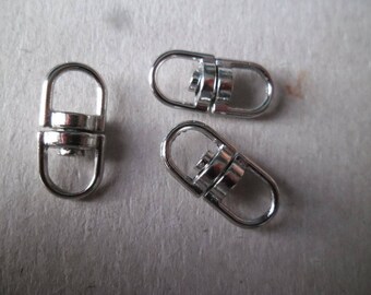 x 5 connectors key fob with swivel pin silver 16 x 7 mm