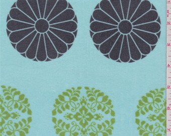 Spa Blue Floral Velveteen, Fabric By The Yard