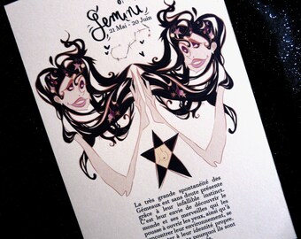 PRINT: Sign of the Zodiac Gemini (Zodiac Sign, Zodiac Constellation Gemini)