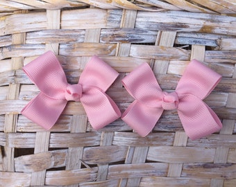 Baby Pink Hair Bows,Pigtail Hair Bows,Baby Hair Bows,Toddler Hair Bows, 3 Inch Wide Hair Bows,Allogator Clip Bows,Birthday Party Favors