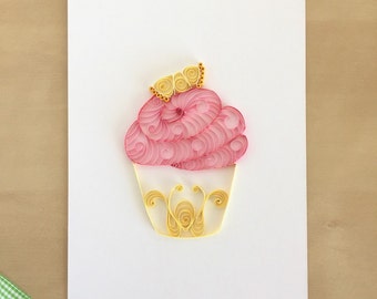 Quilling Paper Pink Lemonade Cupcake Home Decor, Pink Nursery Art, Cupcake Kitchen Art, Lemonade Decor, Baking Decoration