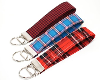 Plaid Key Chain / Key Fob / Wristlet - Choose Your Fabric and lenght