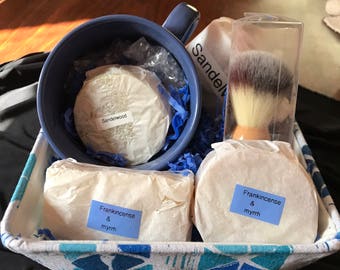 Mens shaving cup and brush