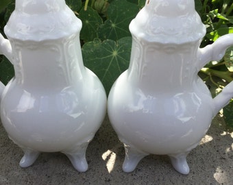 Vintage white salt & pepper shakers