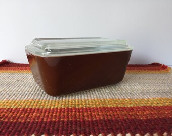 Vintage Brown Pyrex Dish, Refrigerator Dish, Pyrex 502, Casserole Dish, Kitchen Storage, Vintage Kitchenware, Mid Century Kitchen Dish & Lid