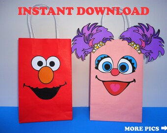 Elmo and Abby Cadabby Party FAVOR BAGS/ Elmo & Abby Cadabby Birthday Party Bags/ Elmo Favors/ Goody/ Candy/ Goodie/ Treat/ Loot/ Gift/ Bags