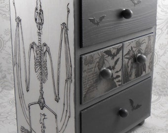 Gray Bat Skeleton Anatomy Stash Jewelry Box