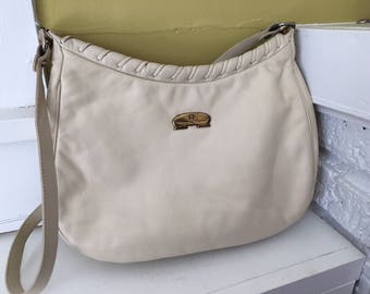 Etienne Aigner Cream Colored Leather Purse Handbag / Braided / Hobo Shoulder Bag
