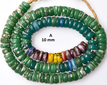 9-10mm Antique Bohemian Kakamba Beads - Vintage African Trade Beads - 24-26 Inch Strand