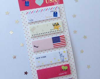 USA StickyNotes, Post-it, paper (Paper) 16 cm long (length), 6 cm wide (wide)