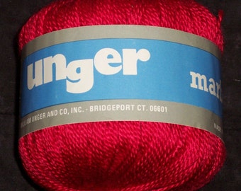 Unger Marbella yarn,100% acrylic,50 gm ball,fushia-ish red, made in Spain,knitting,crochet