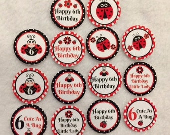 Set of 50/100/150/200 Personalized Ladybug 6th Birthday Party 1 Inch Confetti Circles