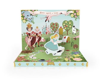 Adventure in Wonderland Musical Greeting Card for Birthday Adventures down the Rabbit Hole, Twirling Alice musical card ready for posting