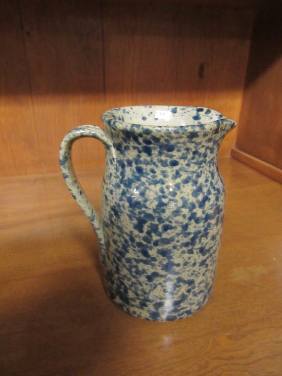 Blue and white pitcher or jug by Moira Pottery of England