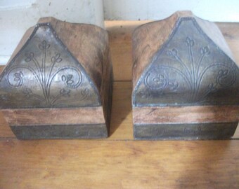 RARE handcarved WOODEN BOX with domed lid, brass leaf,only 1 available, trinkets, storage, vanity, bathroom, cottage chic, beach house